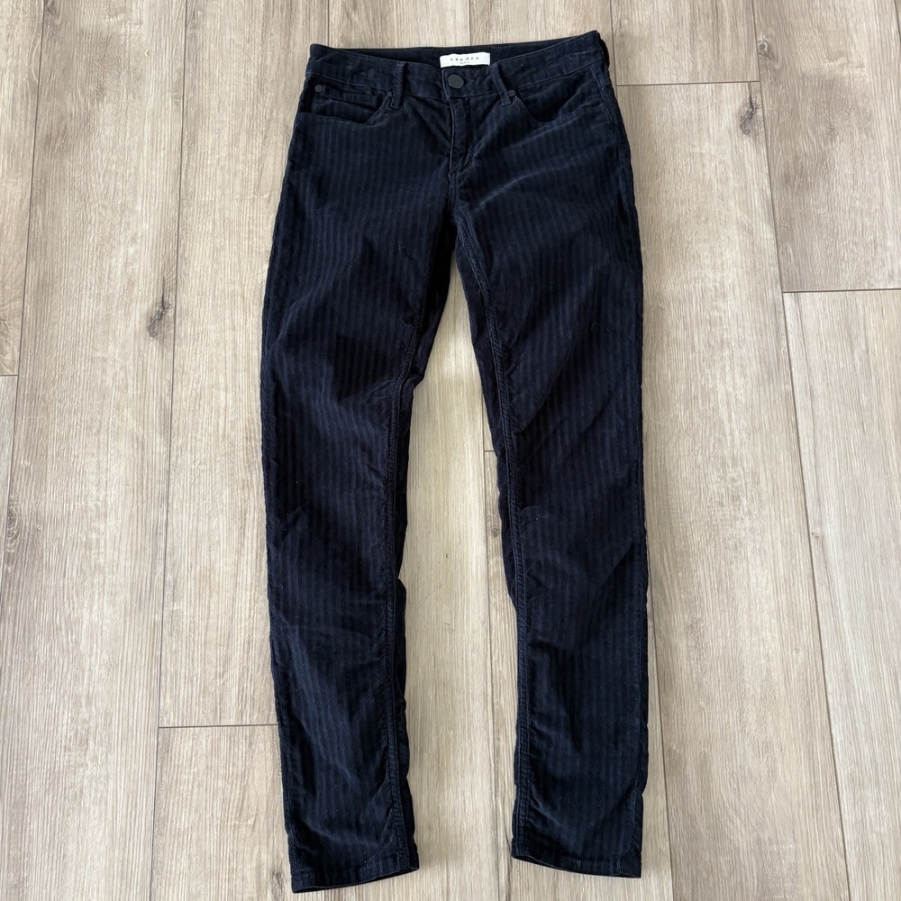 Sandro Corduroy Skinny Pants Ankle Womens Size 40 Black Striped Velvet